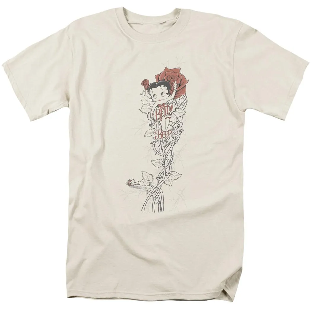 Betty Boop Thorns (Left Side Print) Mens T Shirt Cream