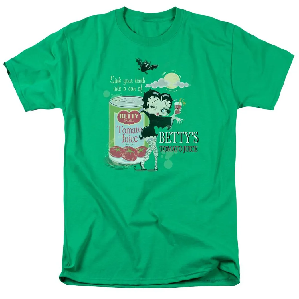 Betty Boop Vampire Tomato Juice Mens T Shirt Kelly Green