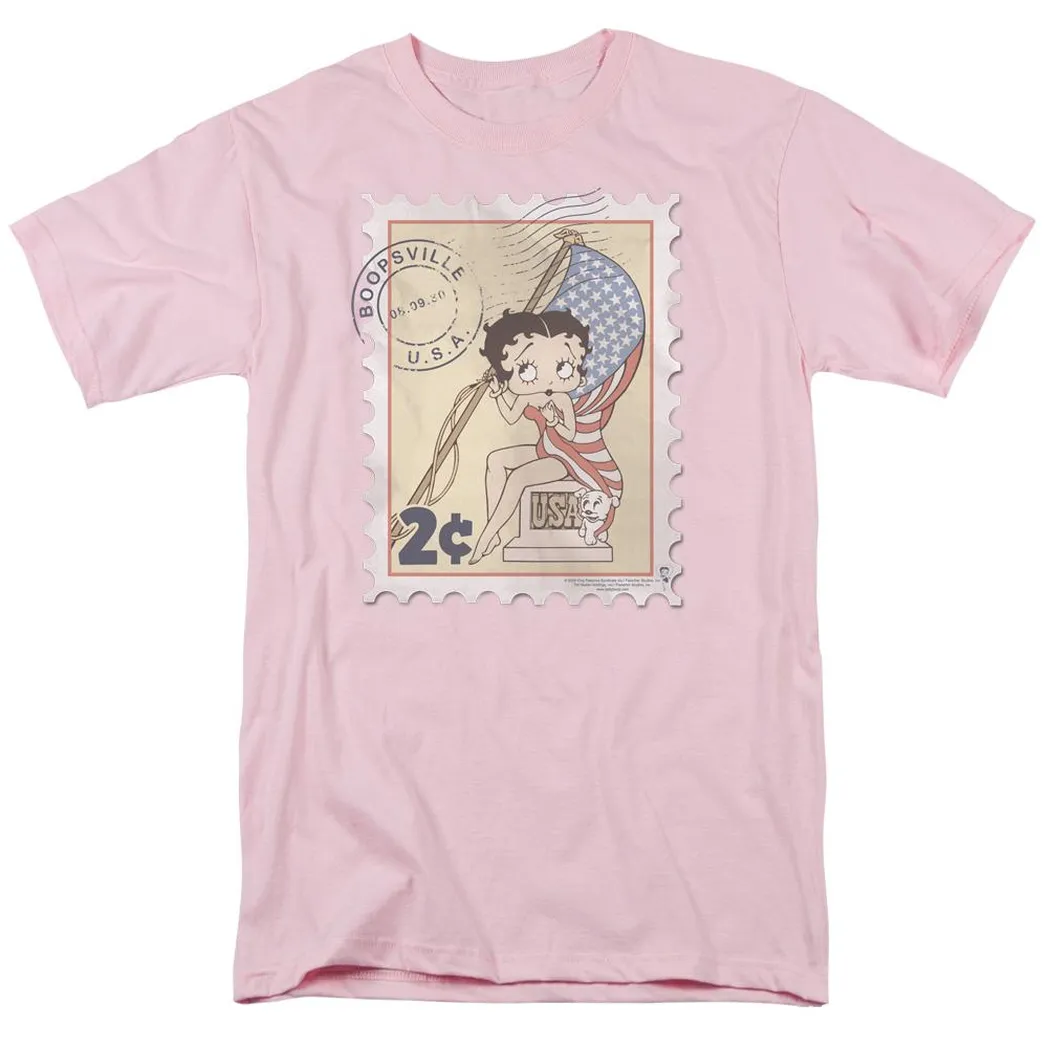 Betty Boop Vintage Stamp Mens T Shirt Pink