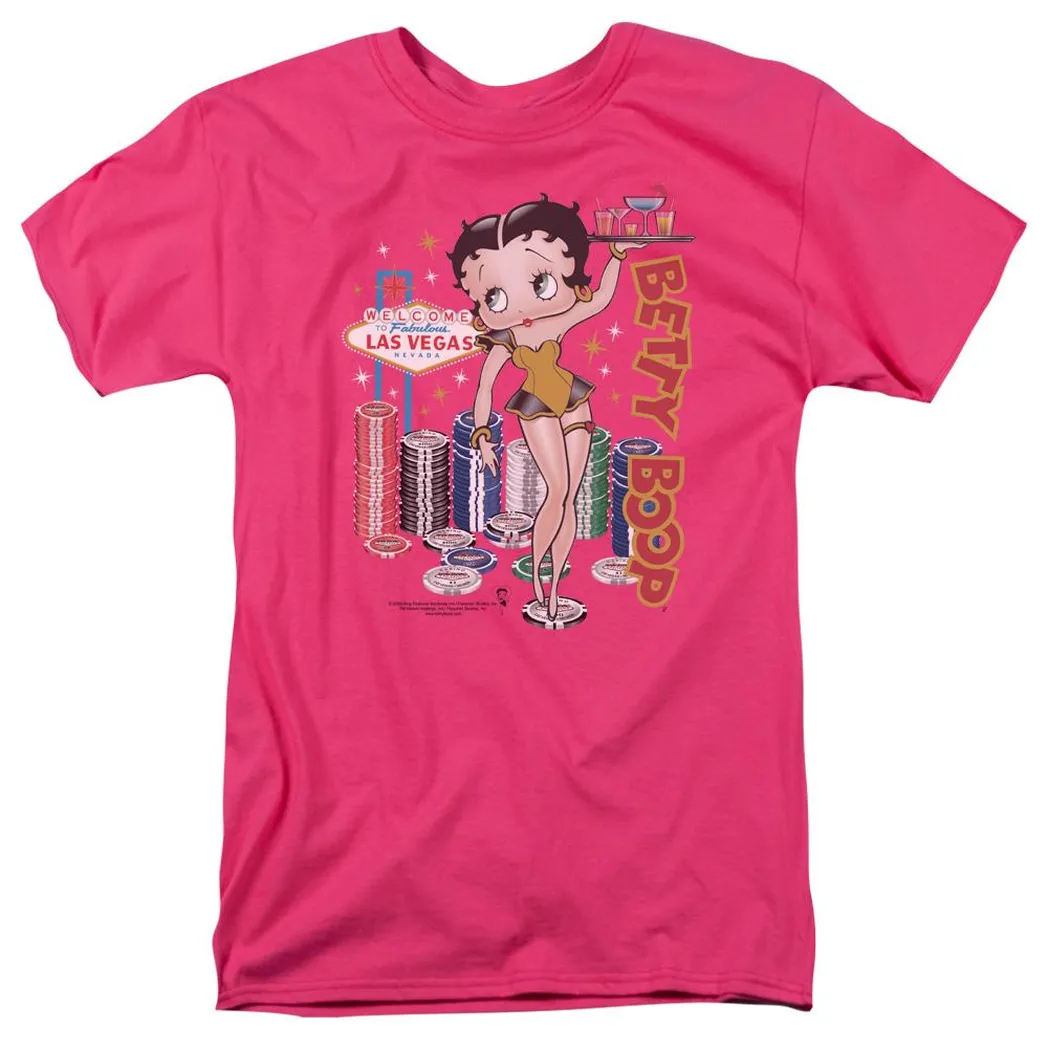 Betty Boop Wet Your Whistle Mens T Shirt Hot Pink