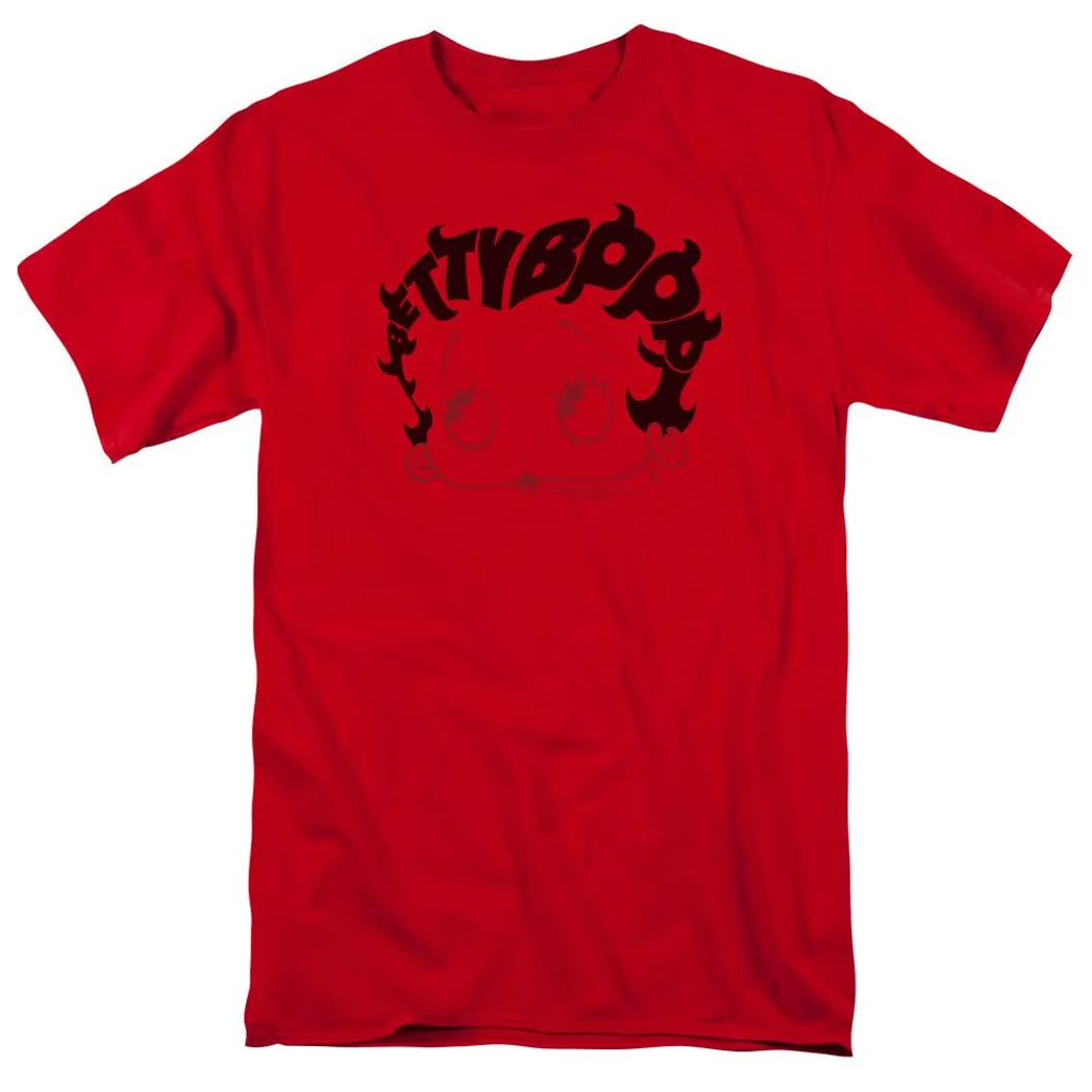 Betty Boop Word Hair Mens T Shirt Red