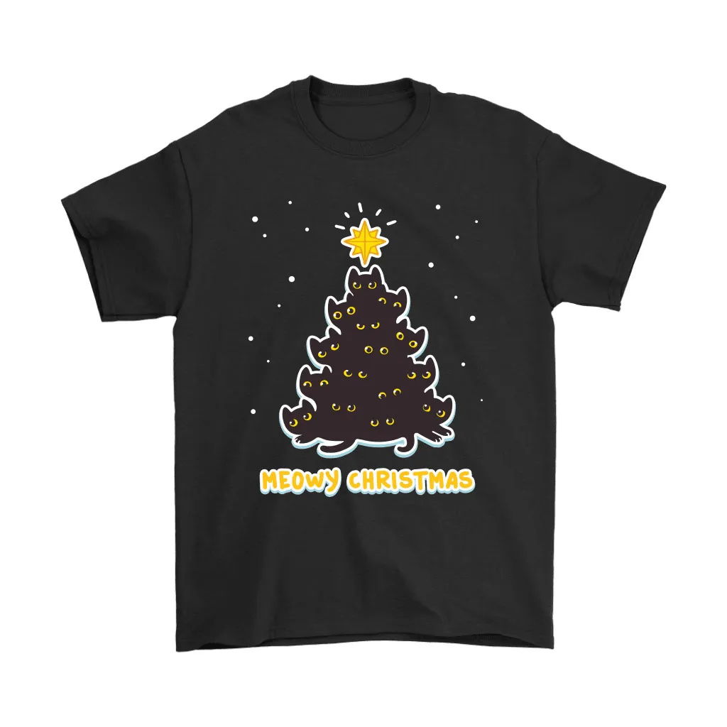 Black Cats Christmas Tree Meowy Christmas Unisex T-Shirt, Hoodie, Sweatshirt