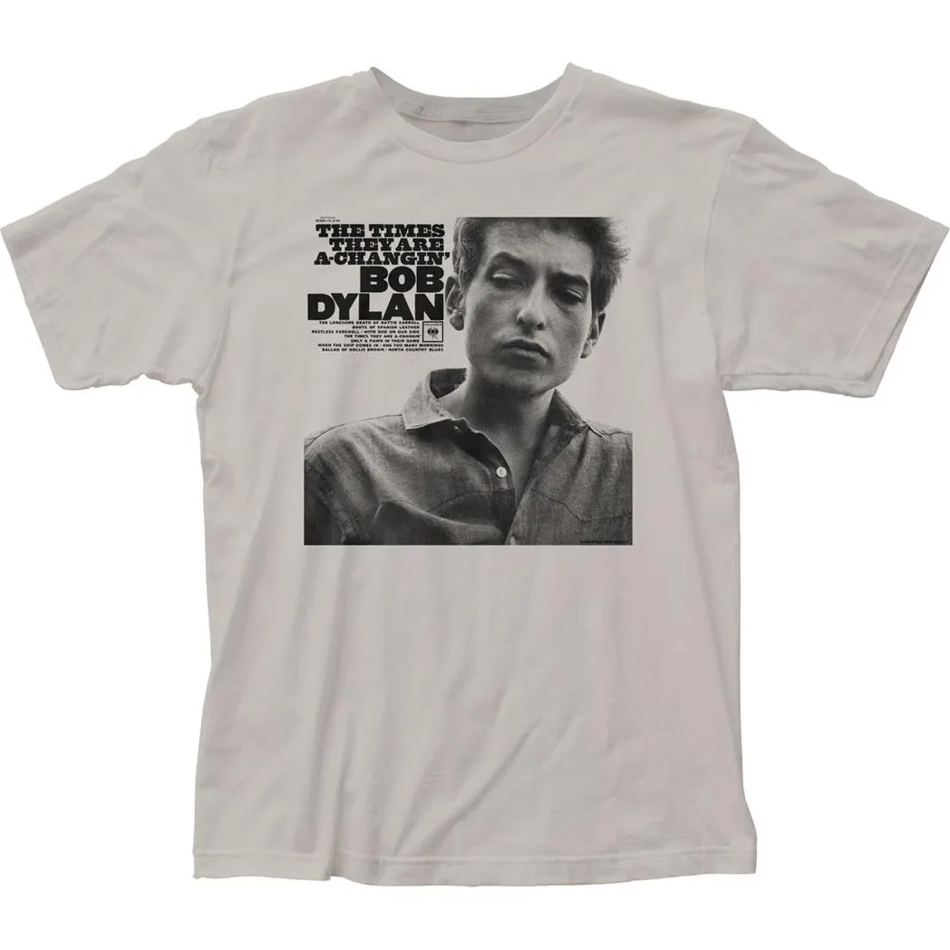 Bob Dylan Times They Are A Changin Mens T Shirt Silver