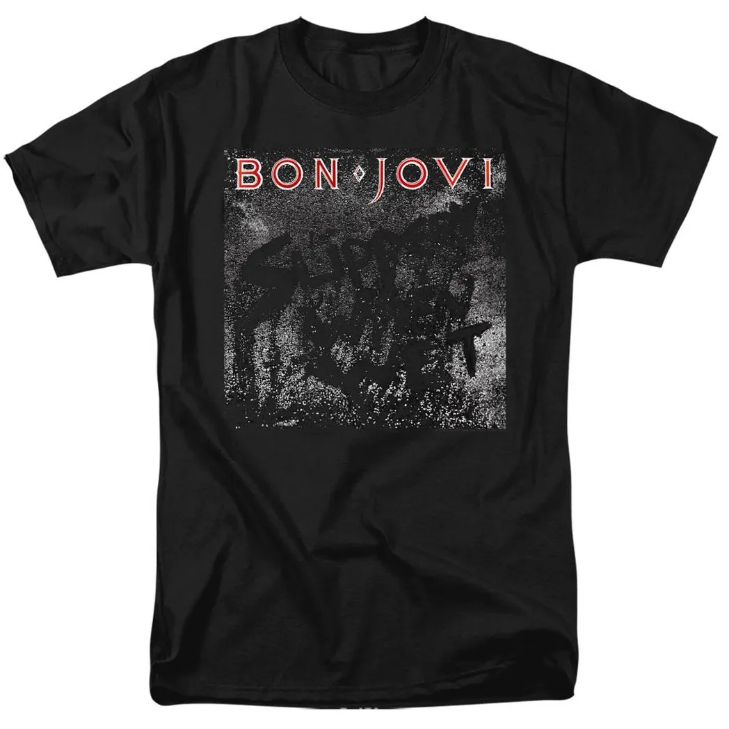 Bon Jovi Slippery Cover Mens T Shirt Black