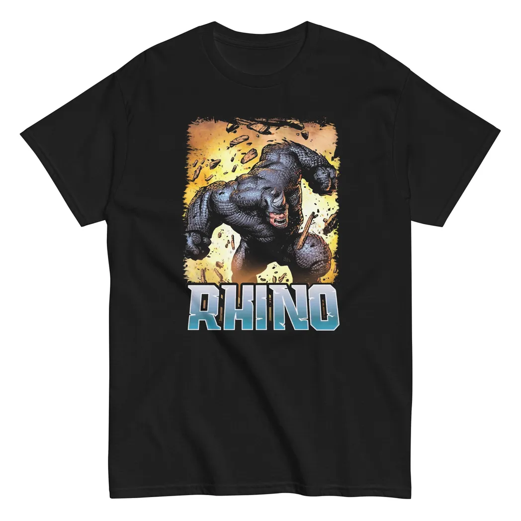 Rhino Animated Mens T-Shirt Black
