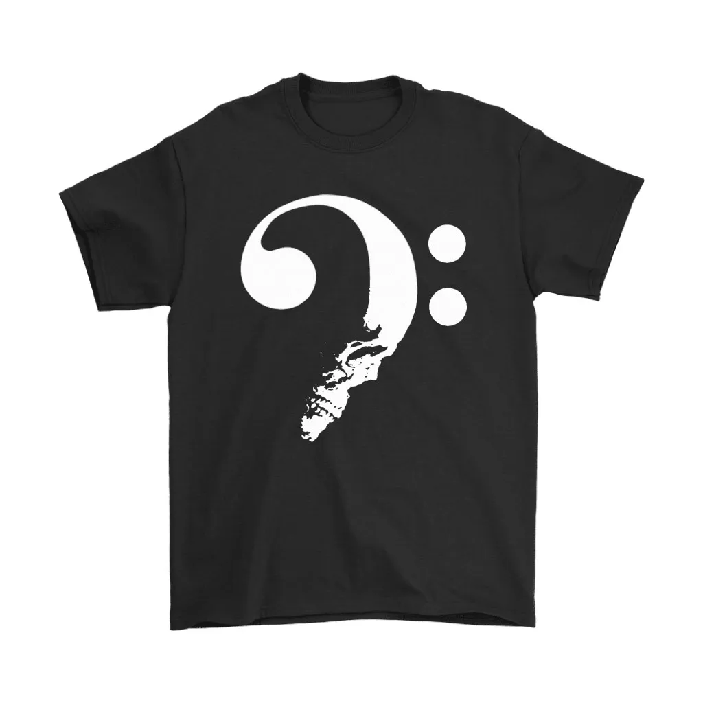 Skull Bass Clef Musical Note Badass White Note Unisex T-Shirt, Hoodie, Sweatshirt