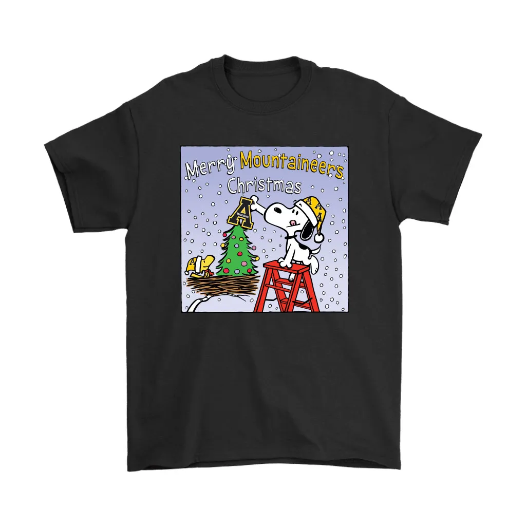 Snoopy And Woodstock Merry Appalachian State Mountaineers Christmas Unisex T-Shirt, Hoodie, Sweatshirt