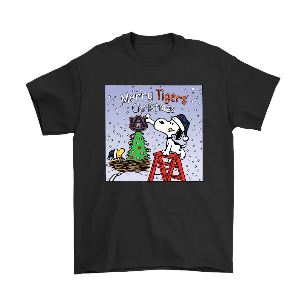 Snoopy And Woodstock Merry Auburn Tigers Christmas Unisex T-Shirt, Hoodie, Sweatshirt