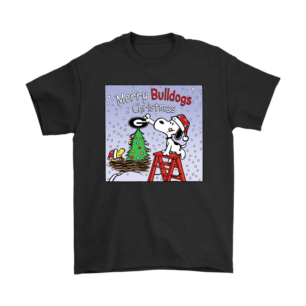 Snoopy And Woodstock Merry Georgia Bulldogs Christmas Unisex T-Shirt, Hoodie, Sweatshirt