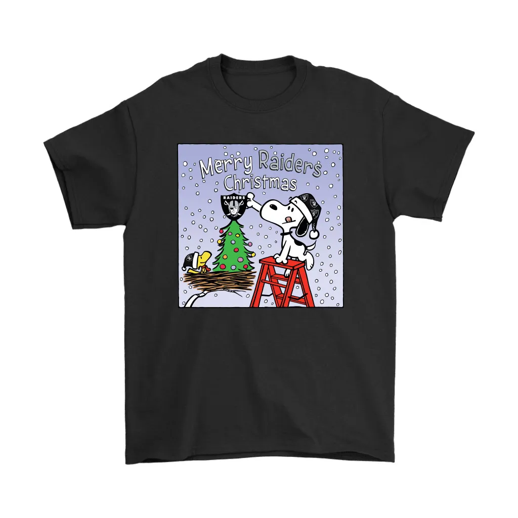 Snoopy And Woodstock Merry Oakland Raiders Christmas Unisex T-Shirt, Hoodie, Sweatshirt