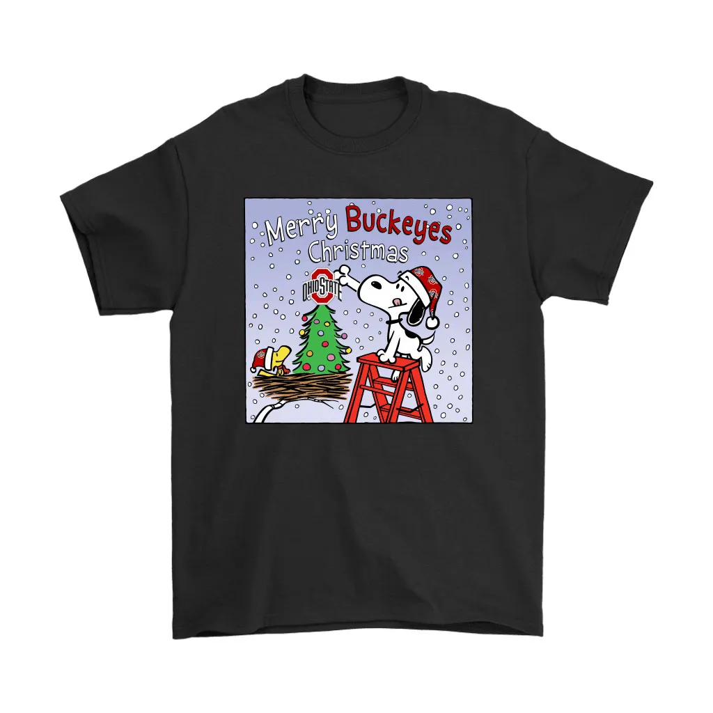 Snoopy And Woodstock Merry Ohio State Buckeyes Christmas Unisex T-Shirt, Hoodie, Sweatshirt