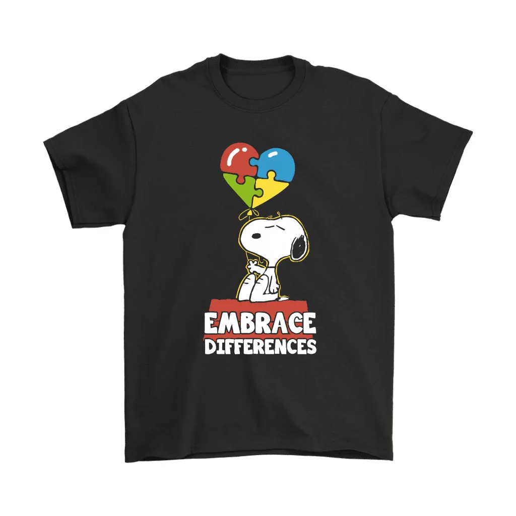 Snoopy Embrace Differences Autism Awareness Balloon Unisex T-Shirt, Hoodie, Sweatshirt