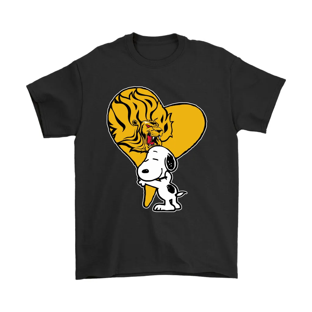 Snoopy Hugs The Arkansas Pine Bluff Golden Lions Heart Ncaa Unisex T-Shirt, Hoodie, Sweatshirt