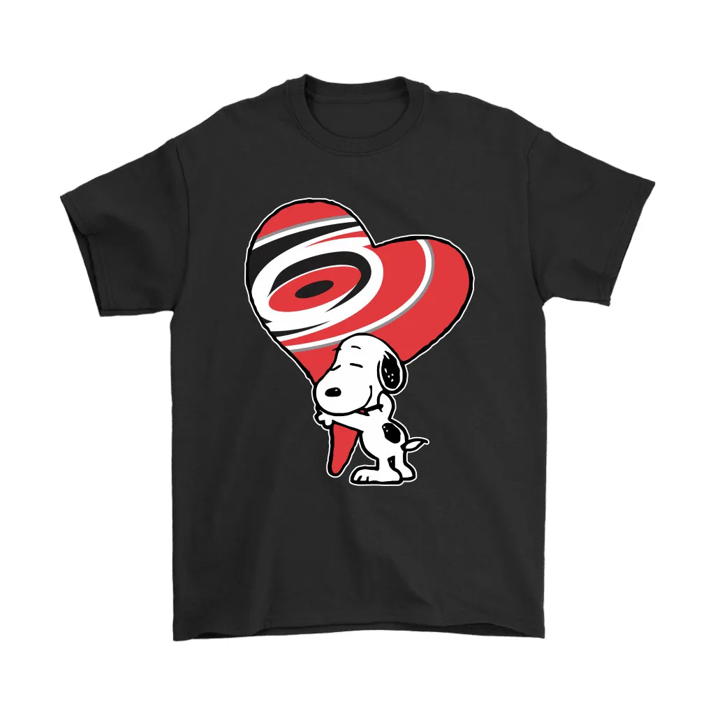 Snoopy Hugs The Carolina Hurricanes Heart Nhl Unisex T-Shirt, Hoodie, Sweatshirt