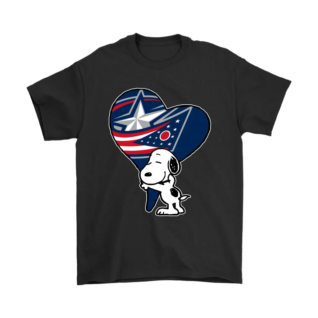 Snoopy Hugs The Columbus Blue Jackets Heart Nhl Unisex T-Shirt, Hoodie, Sweatshirt