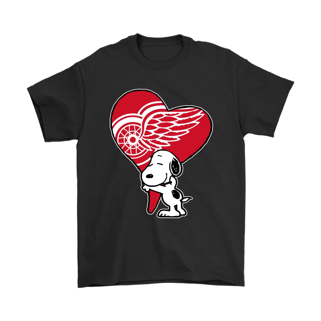 Snoopy Hugs The Detroit Red Wings Heart Nhl Unisex T-Shirt, Hoodie, Sweatshirt