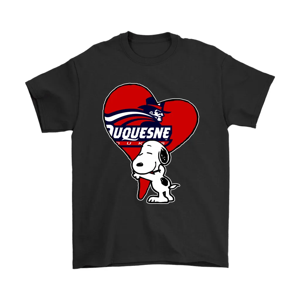 Snoopy Hugs The Duquesne Dukes Heart Ncaa Unisex T-Shirt, Hoodie, Sweatshirt