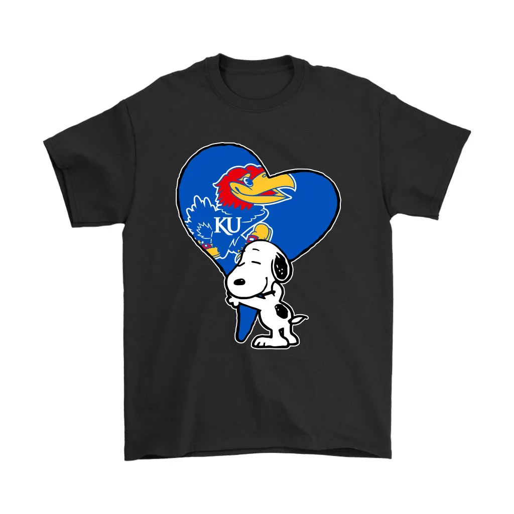 Snoopy Hugs The Kansas Jayhawks Heart Ncaa Unisex T-Shirt, Hoodie, Sweatshirt