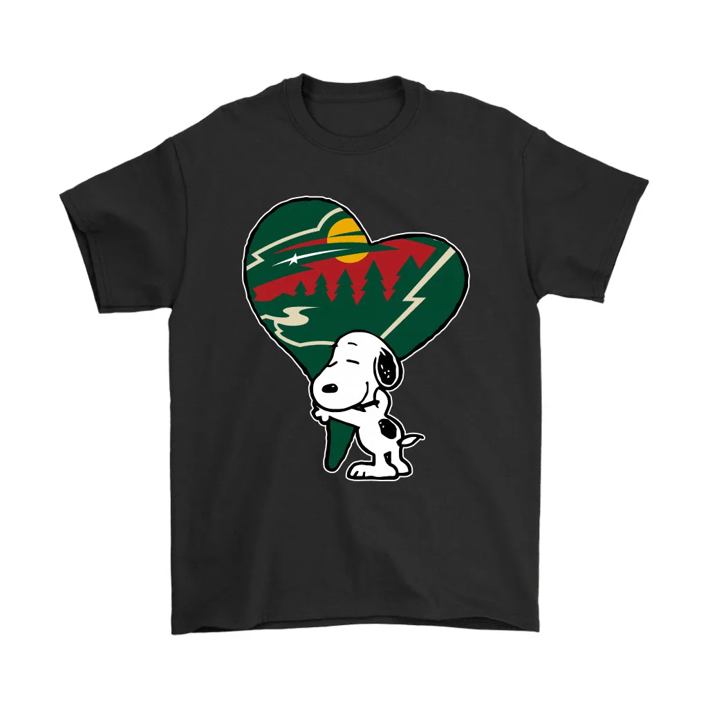 Snoopy Hugs The Minnesota Wild Heart Nhl Unisex T-Shirt, Hoodie, Sweatshirt