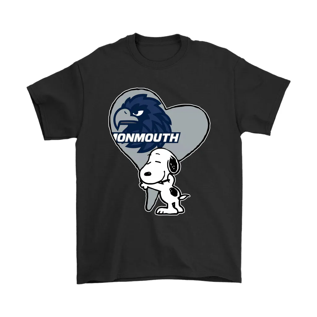 Snoopy Hugs The Monmouth Hawks Heart Ncaa Unisex T-Shirt, Hoodie, Sweatshirt