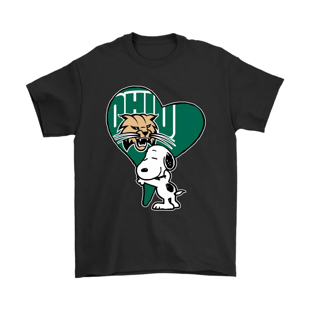 Snoopy Hugs The Ohio Bobcats Heart Ncaa Unisex T-Shirt, Hoodie, Sweatshirt