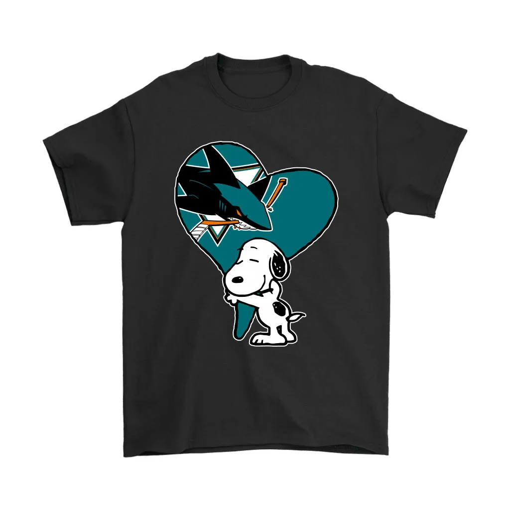 Snoopy Hugs The San Jose Sharks Heart Nhl Unisex T-Shirt, Hoodie, Sweatshirt