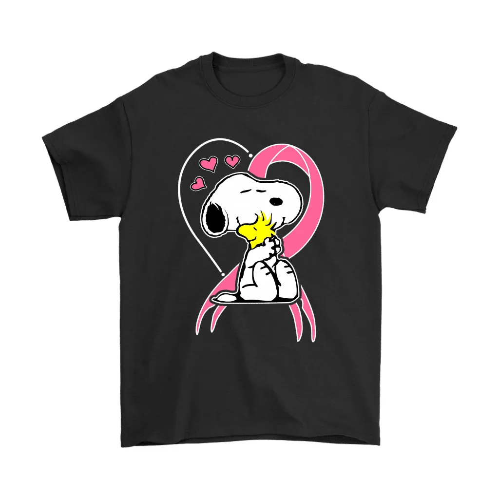 Snoopy Hugs Woodstock Pink Ribbon Breast Cancer Awareness Unisex T-Shirt, Hoodie, Sweatshirt