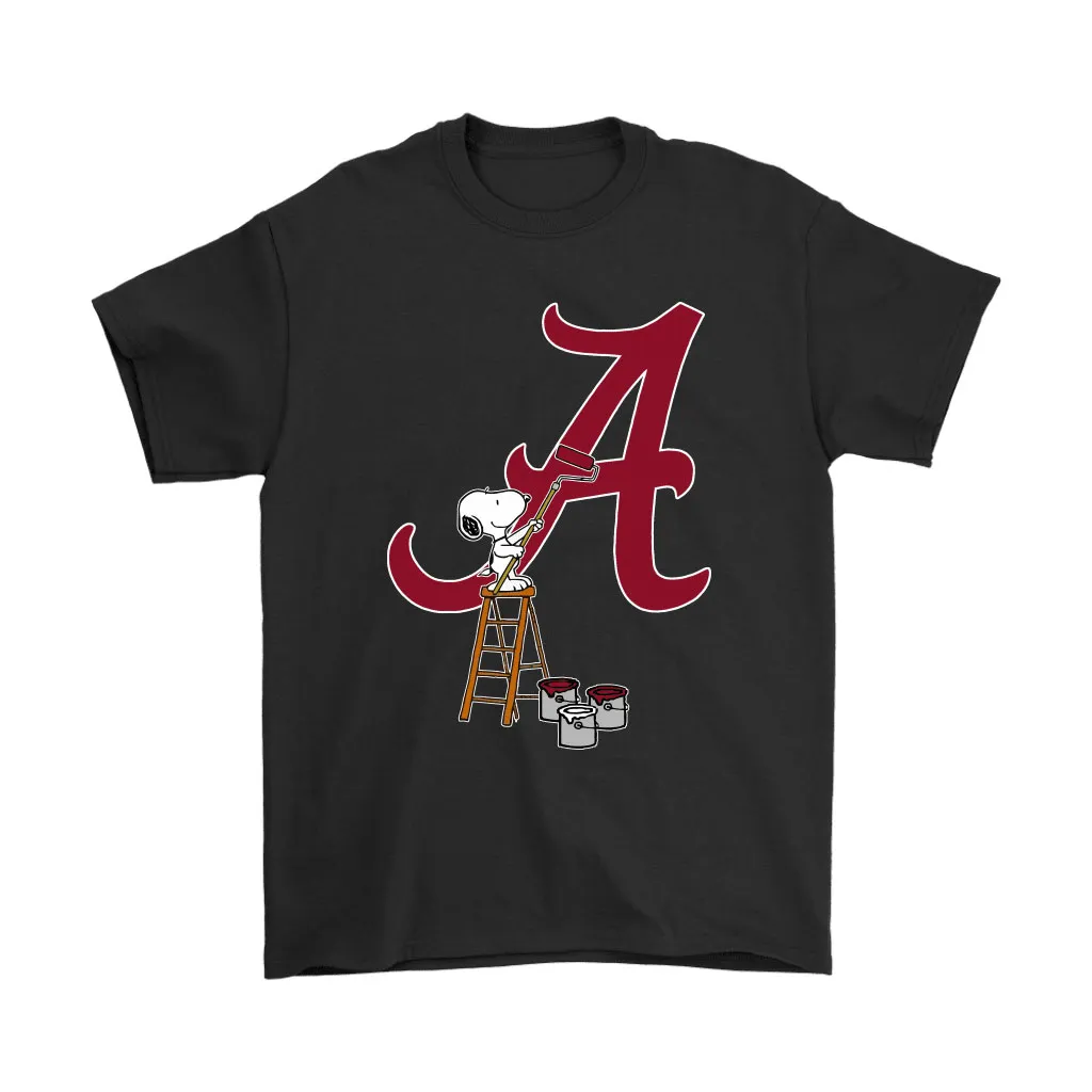 Snoopy Paints The Alabama Crimson Tide Logo Ncaa Football Unisex T-Shirt, Hoodie, Sweatshirt