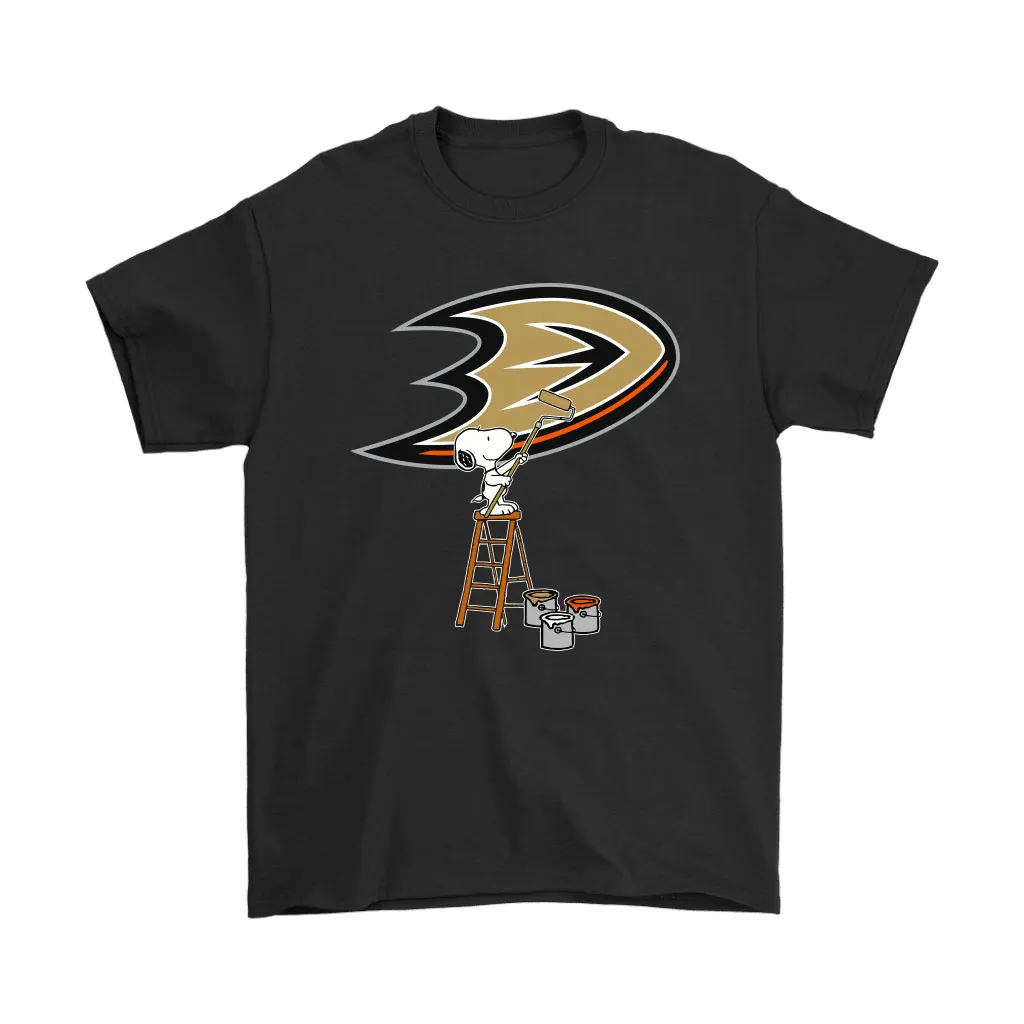 Snoopy Paints The Anaheim Ducks Logo Nhl Ice Hockey Unisex T-Shirt, Hoodie, Sweatshirt