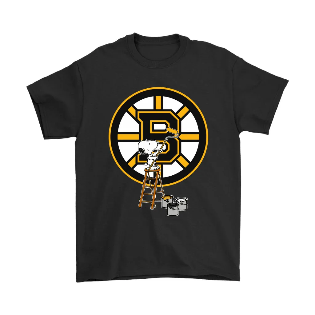 Snoopy Paints The Boston Bruins Logo Nhl Ice Hockey Unisex T-Shirt, Hoodie, Sweatshirt