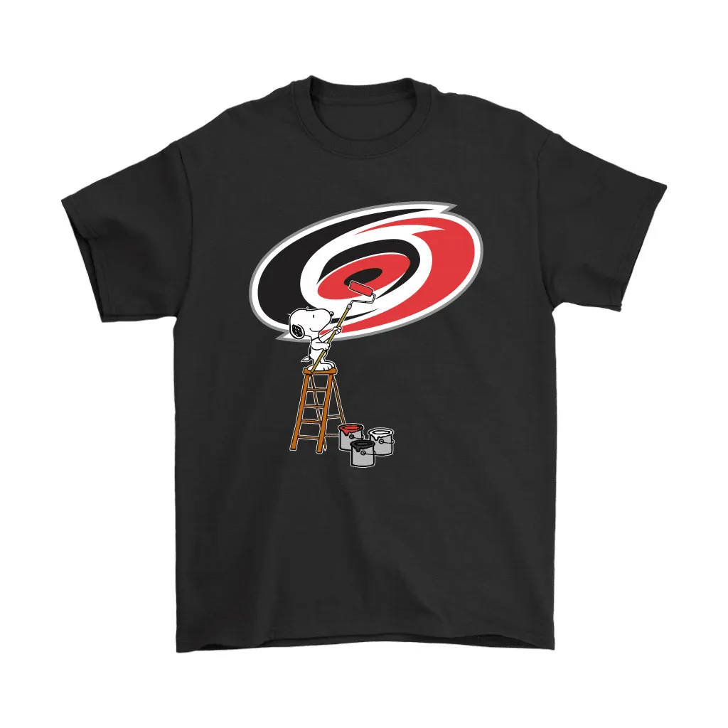 Snoopy Paints The Carolina Hurricanes Logo Nhl Ice Hockey Unisex T-Shirt, Hoodie, Sweatshirt