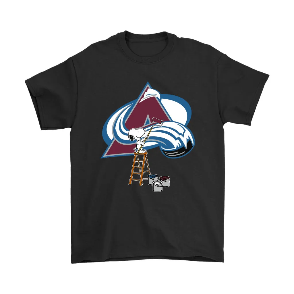 Snoopy Paints The Colorado Avalanche Logo Nhl Ice Hockey Unisex T-Shirt, Hoodie, Sweatshirt