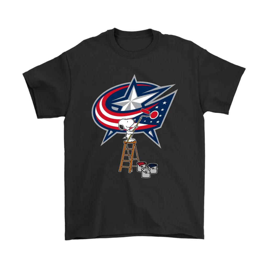 Snoopy Paints The Columbus Blue Jackets Logo Nhl Ice Hockey Unisex T-Shirt, Hoodie, Sweatshirt