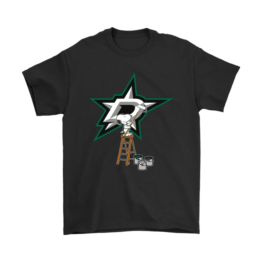 Snoopy Paints The Dallas Stars Logo Nhl Ice Hockey Unisex T-Shirt, Hoodie, Sweatshirt