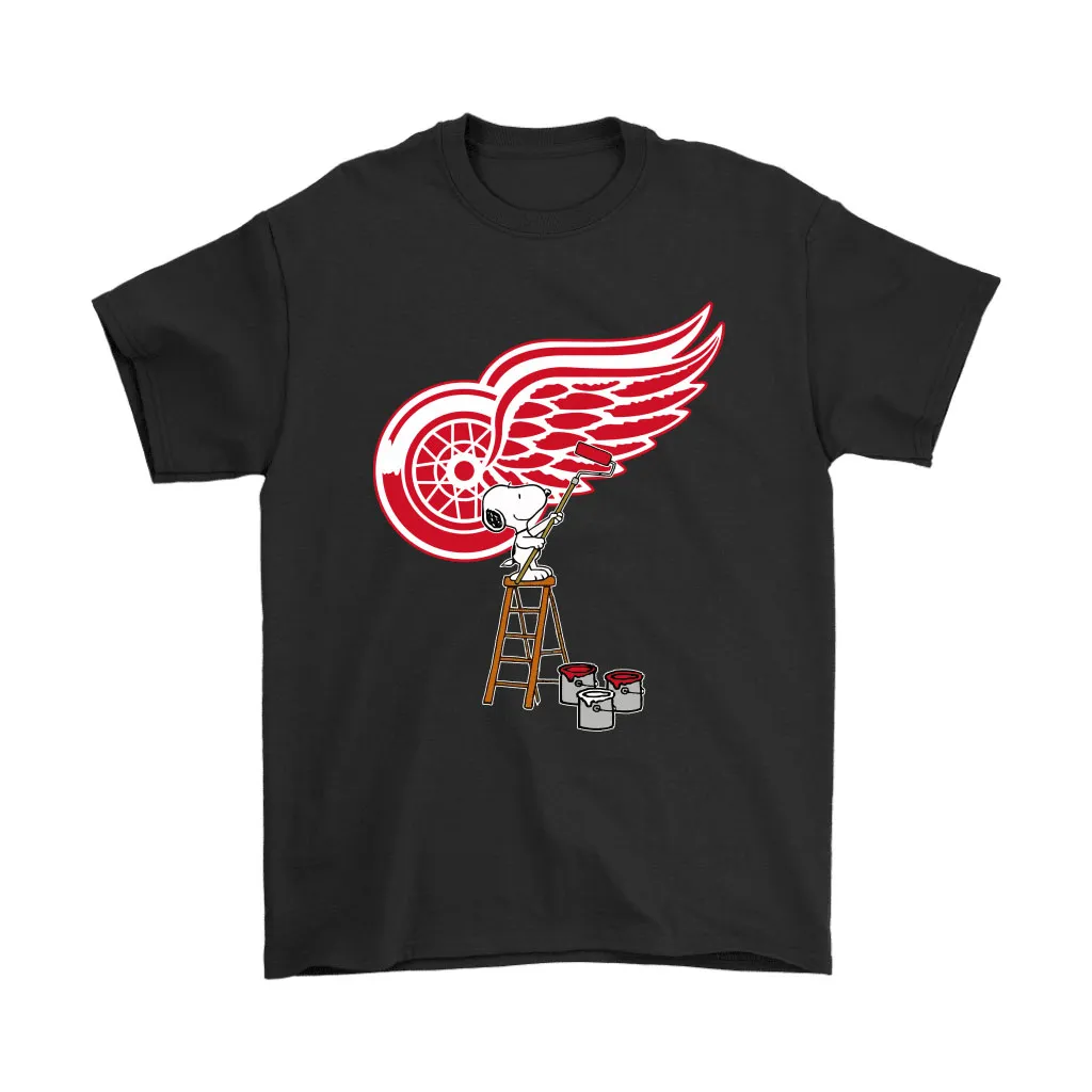 Snoopy Paints The Detroit Red Wings Logo Nhl Ice Hockey Unisex T-Shirt, Hoodie, Sweatshirt