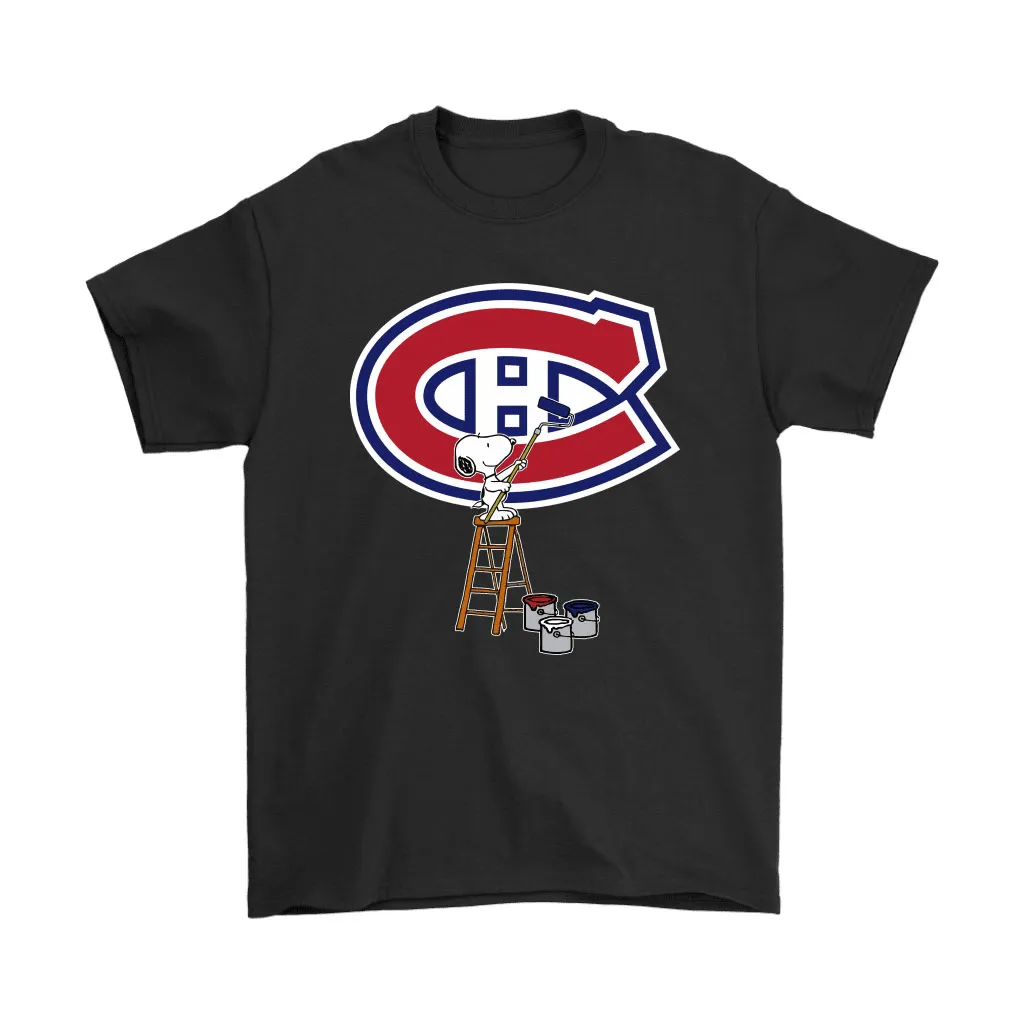 Snoopy Paints The Montreal Canadiens Logo Nhl Ice Hockey Unisex T-Shirt, Hoodie, Sweatshirt