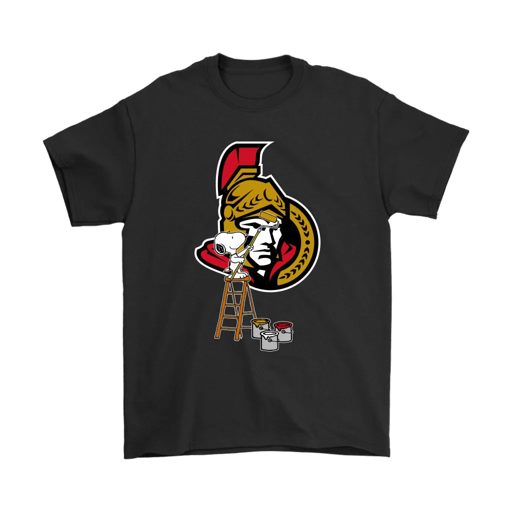 Snoopy Paints The Ottawa Senators Logo Nhl Ice Hockey Unisex T-Shirt, Hoodie, Sweatshirt