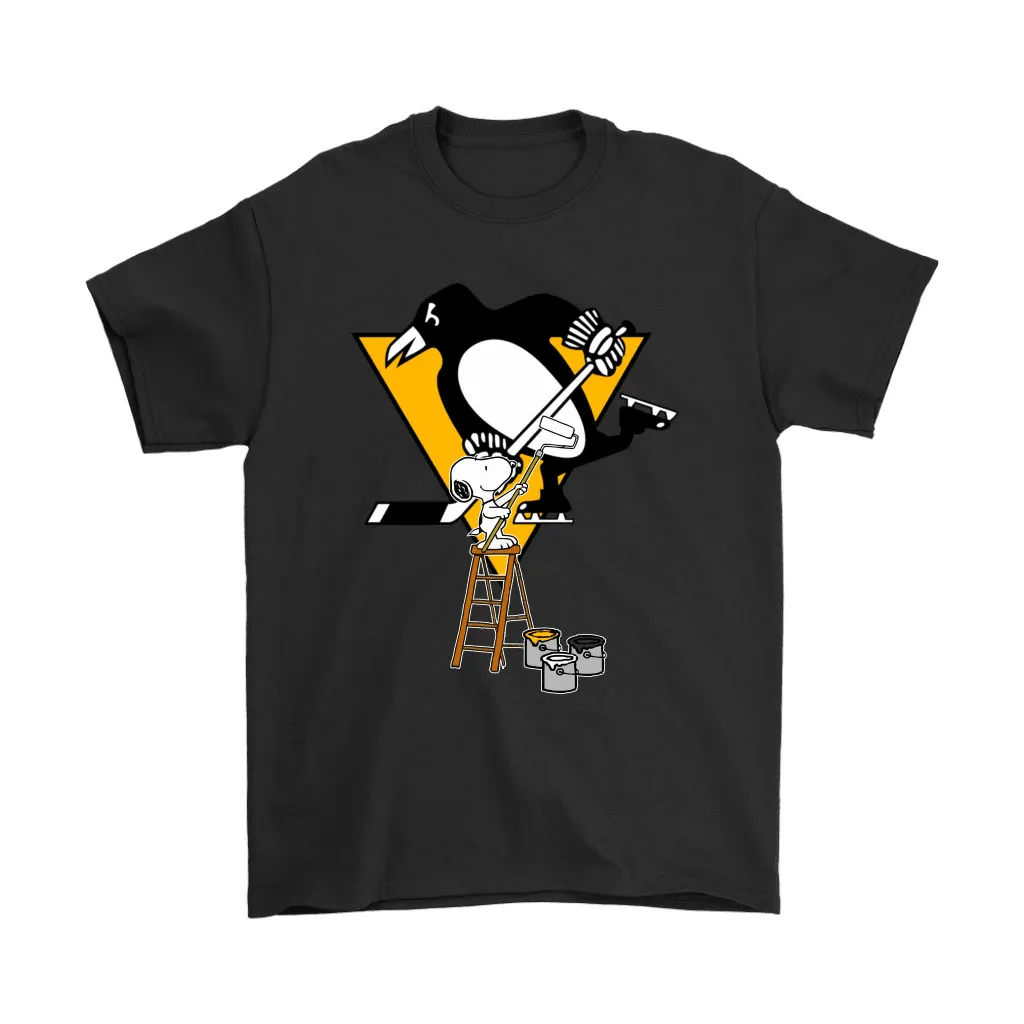 Snoopy Paints The Pittsburgh Penguins Logo Nhl Ice Hockey Unisex T-Shirt, Hoodie, Sweatshirt