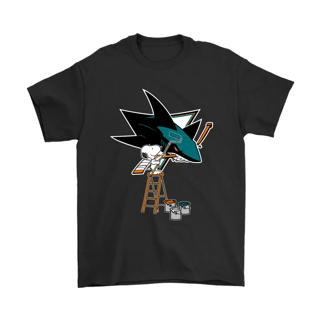 Snoopy Paints The San Jose Sharks Logo Nhl Ice Hockey Unisex T-Shirt, Hoodie, Sweatshirt