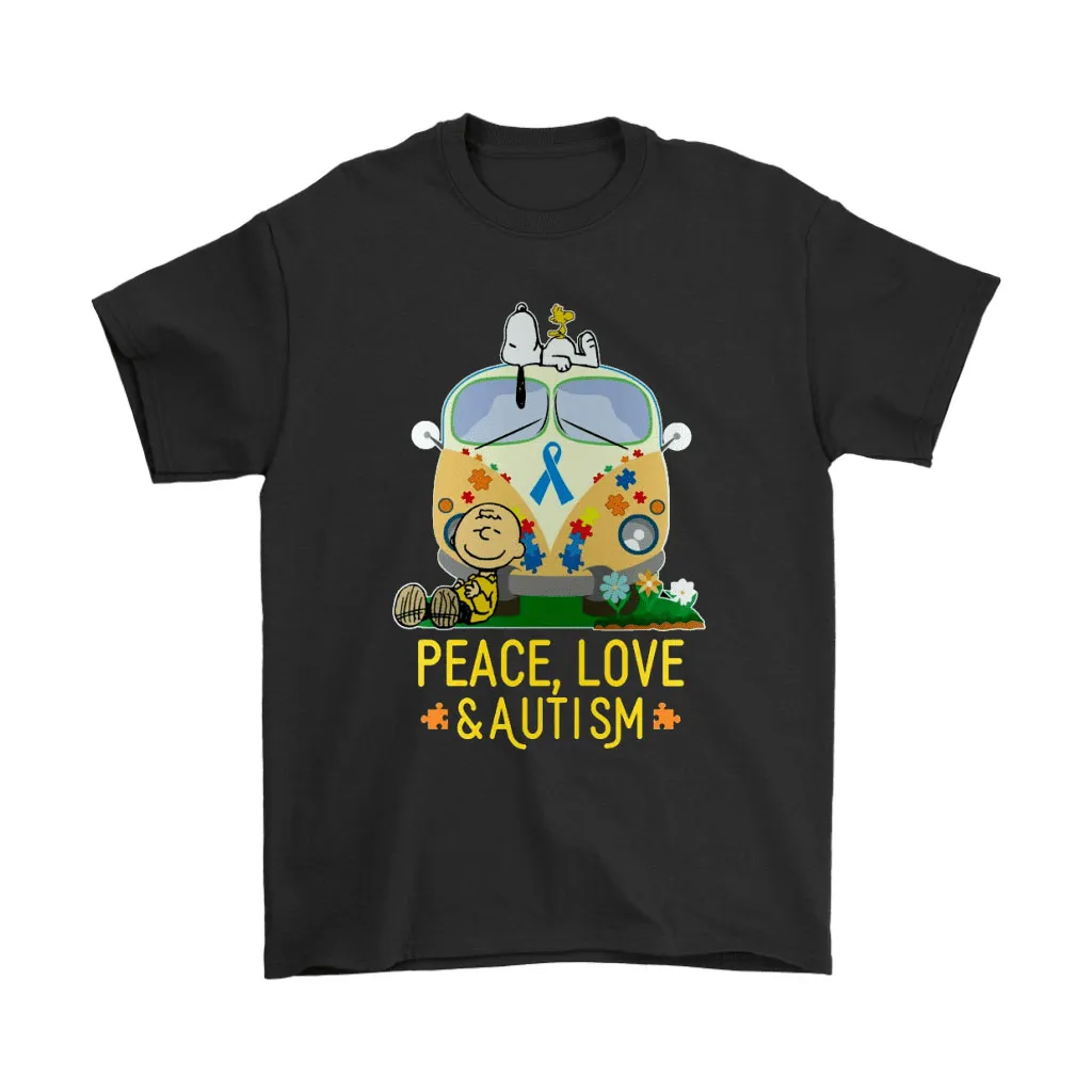 Snoopy Peace Love And Autism Unisex T-Shirt, Hoodie, Sweatshirt