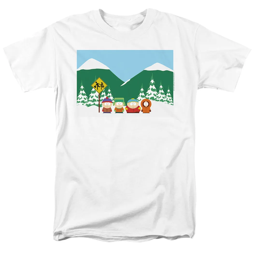 South Park Bus Stop Mens T Shirt White