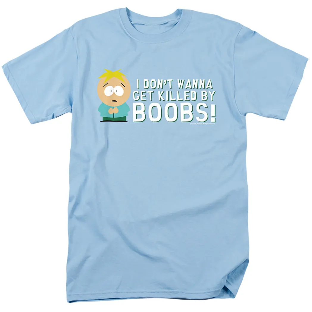 South Park Killed By Boobs Mens T Shirt Light Blue