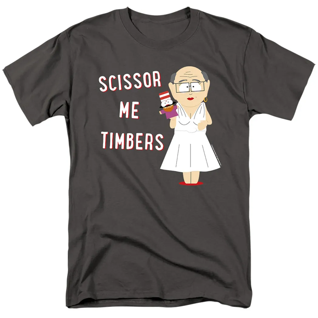 South Park Scissor Me Timbers Mens T Shirt Charcoal