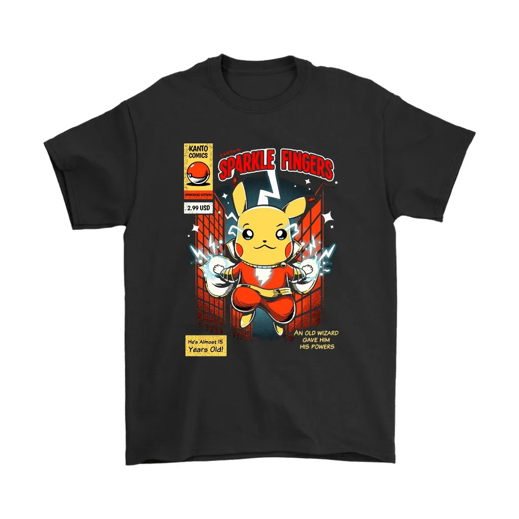 Sparkle Fingers Pikachu Shazam Comic Cover Unisex T-Shirt, Hoodie, Sweatshirt