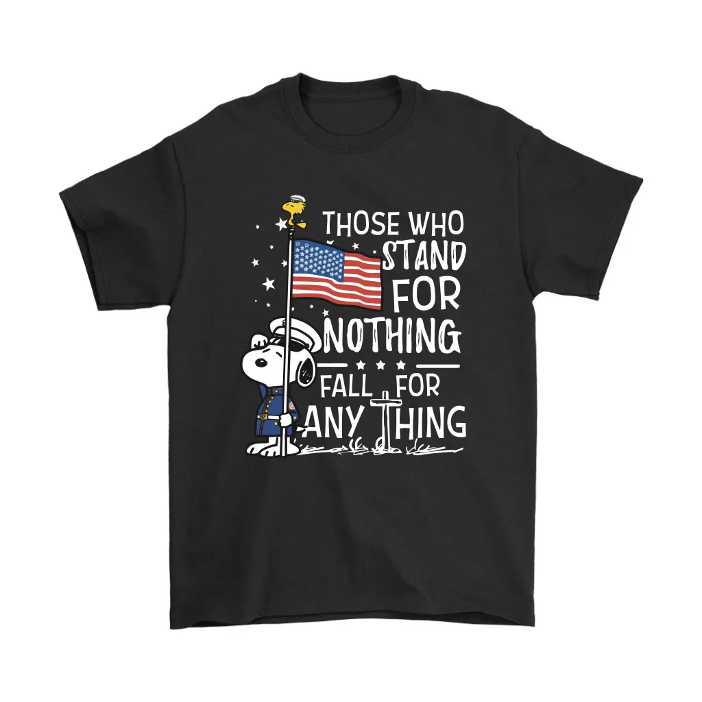 Stand For Nothing Fall For Anything Us Veteran Snoopy Unisex T-Shirt, Hoodie, Sweatshirt