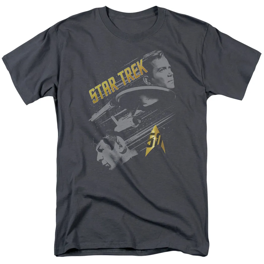 Star Trek 50 Year Frontier Mens T Shirt Charcoal