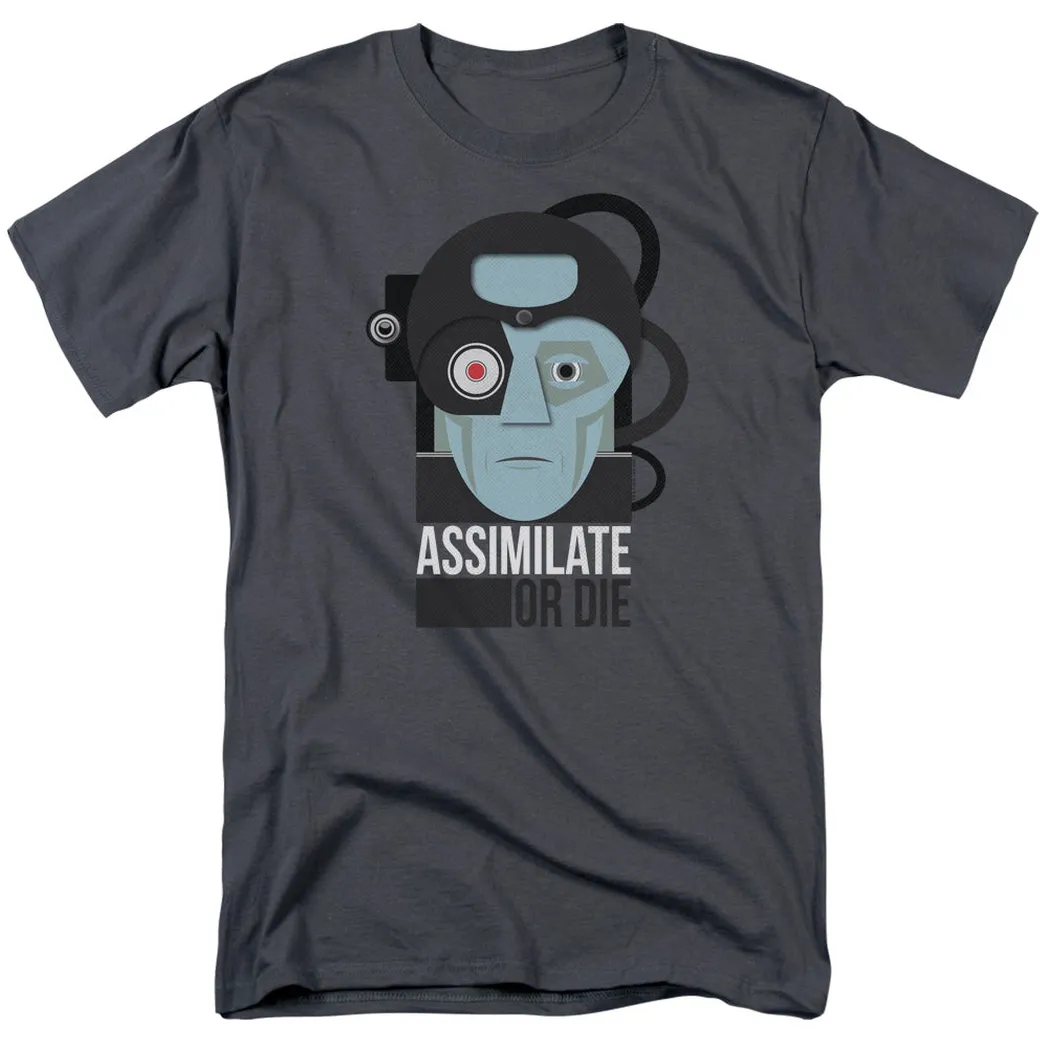 Star Trek Assiilate or Die Mens T Shirt Charcoal