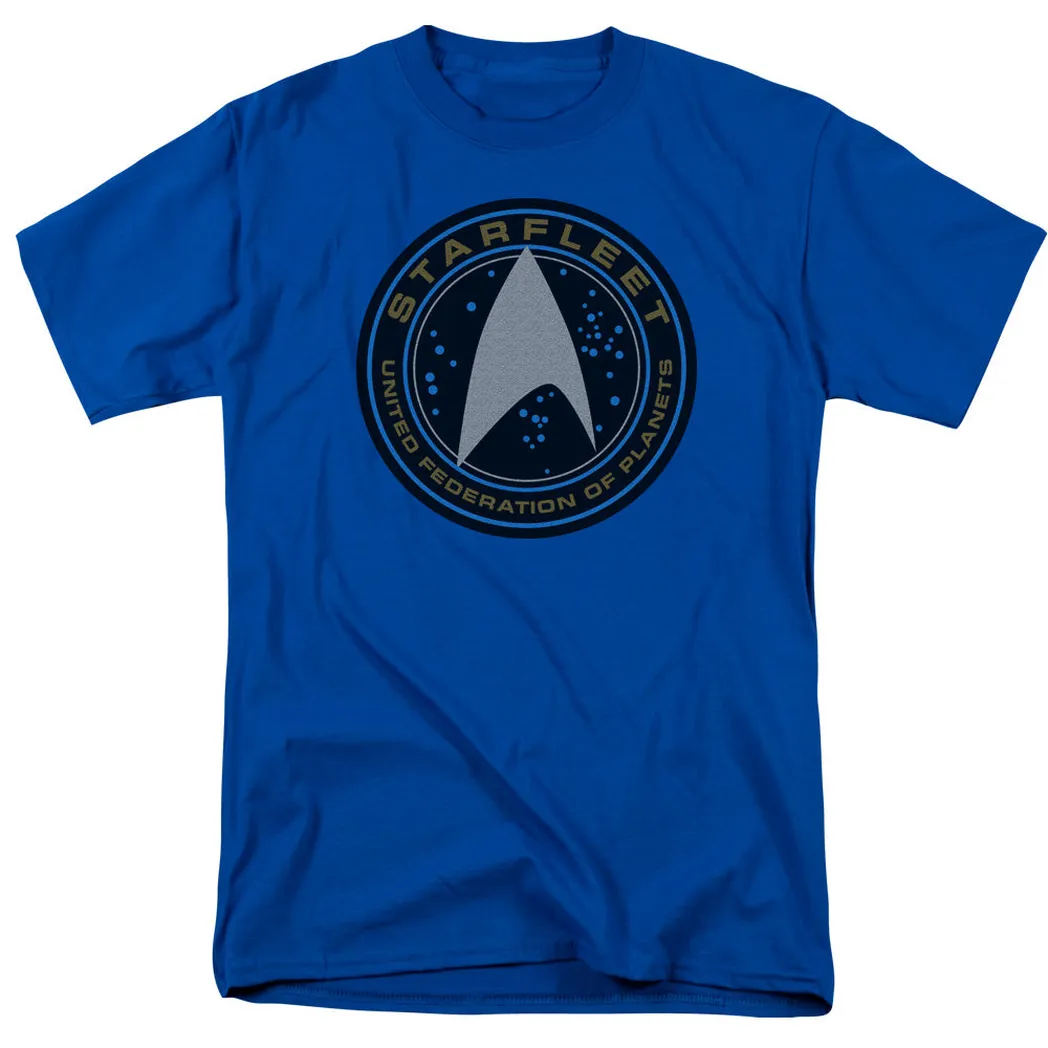 Star Trek Beyond Star Trekarfleet Patch Mens T Shirt Royal Blue