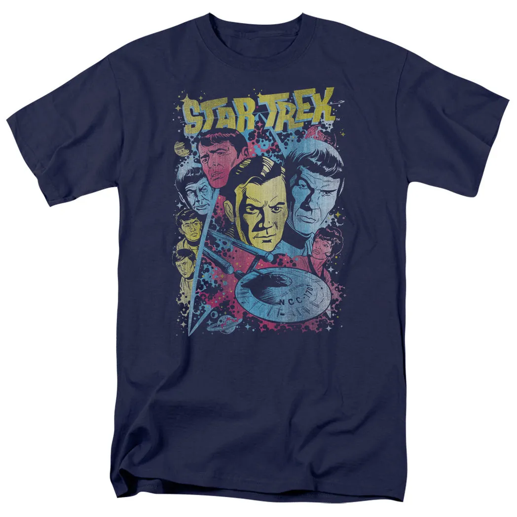 Star Trek Classic Crew IlluStar Trekrated Mens T Shirt Navy