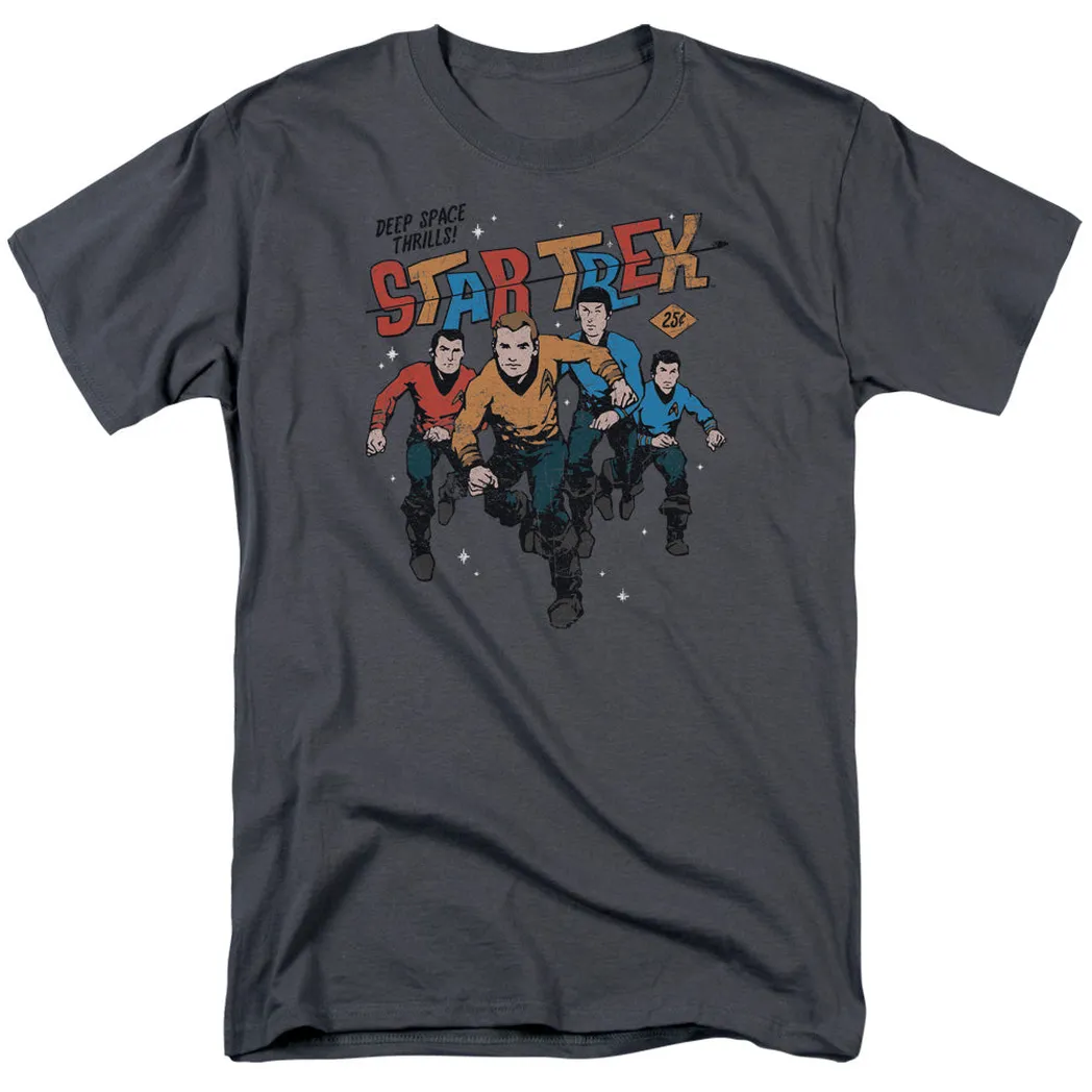 Star Trek Deep Space Thrills Mens T Shirt Charcoal